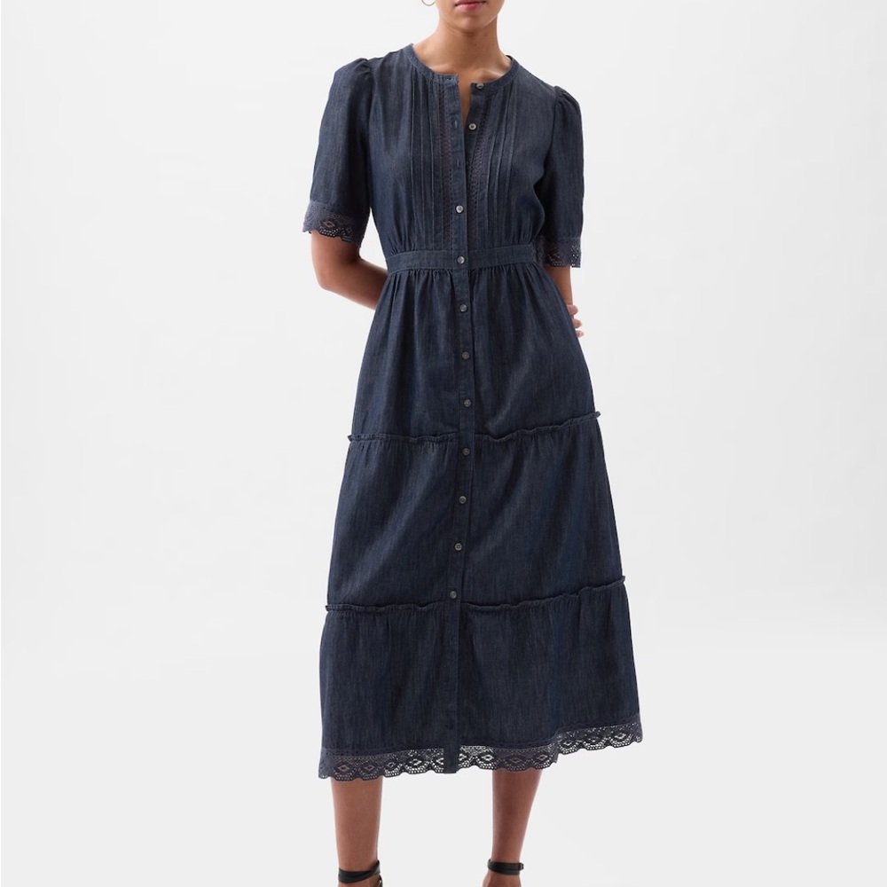 NWT Gap Lace Denim Midi Dress in Tall | Versatile & Elegant!